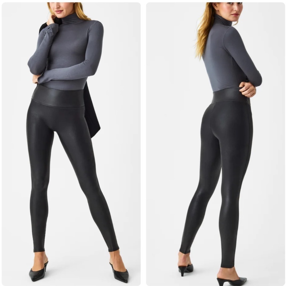 Spanx Faux Leather Black Leggings‎ Size Small